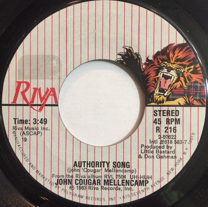John Cougar Mellencamp : Authority Song (7", Styrene, Bes)