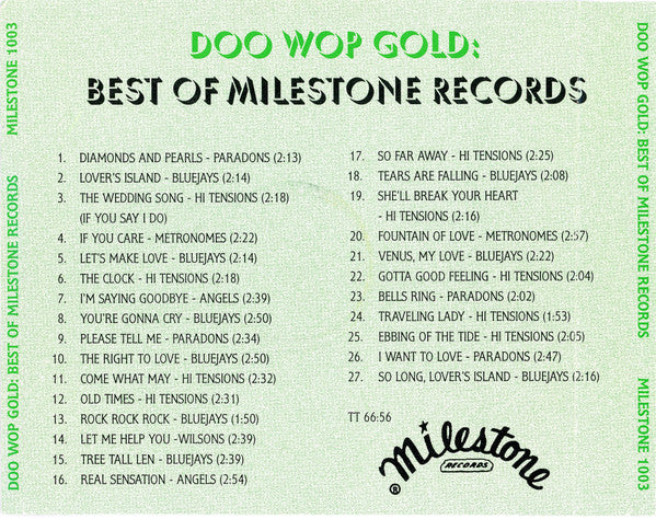 Various : Doo Wop Gold: Best Of Milestone Records (CD, Comp)
