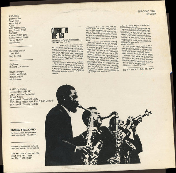 Albert Ayler : Bells (LP, S/Sided, Album, RE)