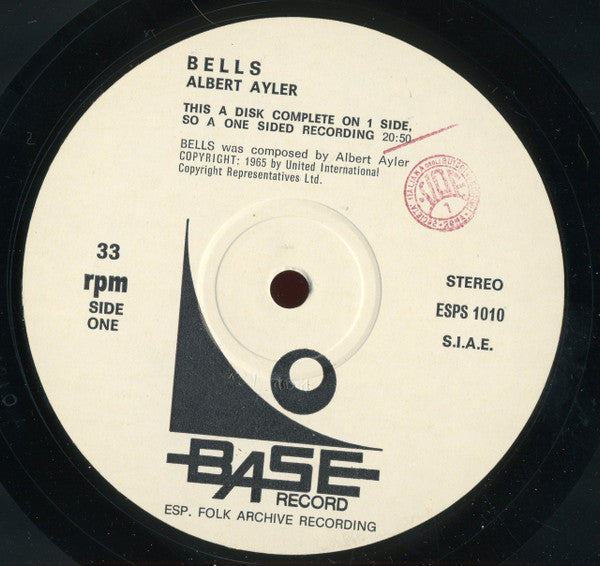 Albert Ayler : Bells (LP, S/Sided, Album, RE)