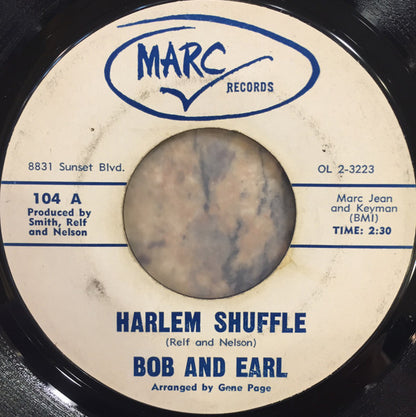 Bob & Earl : Harlem Shuffle (7", Single, Styrene)