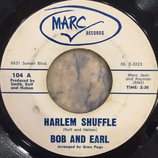 Bob & Earl : Harlem Shuffle (7", Single, Styrene)