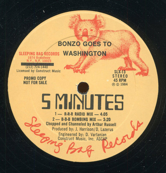 Bonzo Goes To Washington : 5 Minutes (12", Promo)