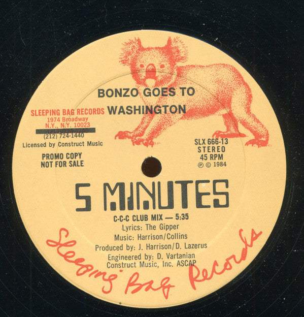 Bonzo Goes To Washington : 5 Minutes (12", Promo)