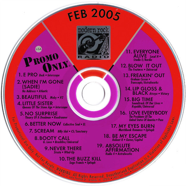 Various : Promo Only Modern Rock Radio: February 2005 (CD, Comp, Promo)