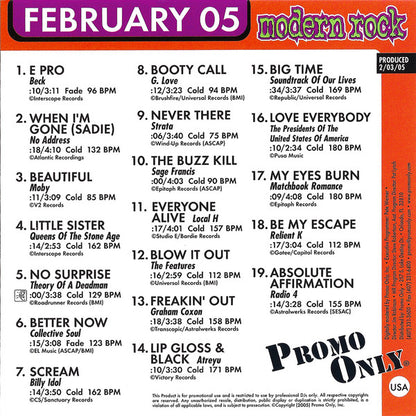 Various : Promo Only Modern Rock Radio: February 2005 (CD, Comp, Promo)