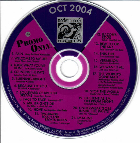 Various : Promo Only Modern Rock Radio: October 2004 (CD, Comp, Promo)