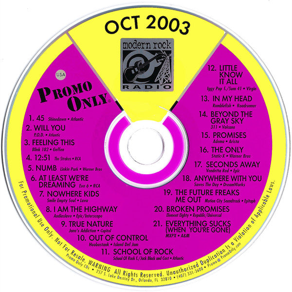 Various : Promo Only Modern Rock Radio: October 2003 (CD, Comp, Promo)