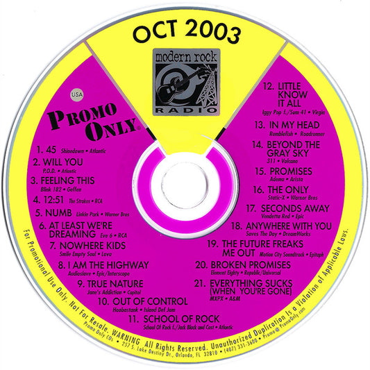 Various : Promo Only Modern Rock Radio: October 2003 (CD, Comp, Promo)