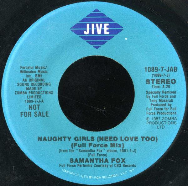 Samantha Fox : Naughty Girls (Need Love Too) (7", Single, Promo)