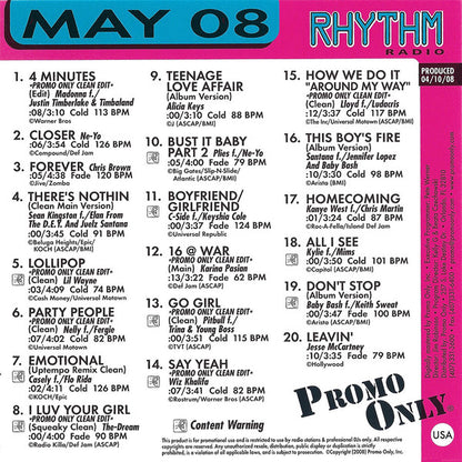 Various : Promo Only Rhythm Radio: May 2008 (CD, Comp, Promo)