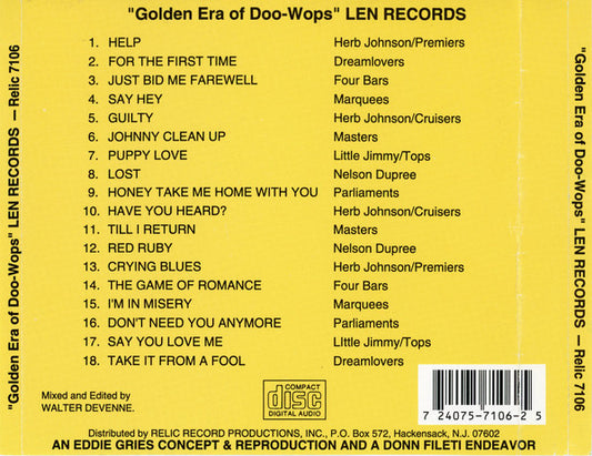 Various : The Golden Era Of Doowops: The Groups Of Len Records (CD, Comp)