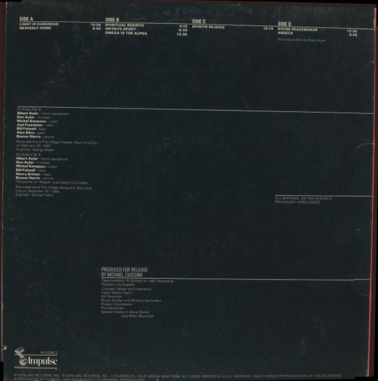 Albert Ayler : The Village Concerts (2xLP, Album, RE)