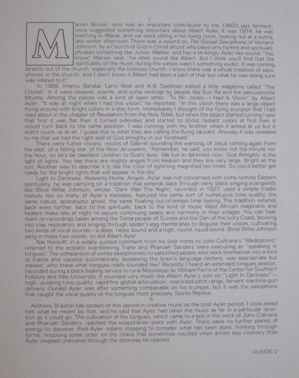 Albert Ayler : The Village Concerts (2xLP, Album, RE)