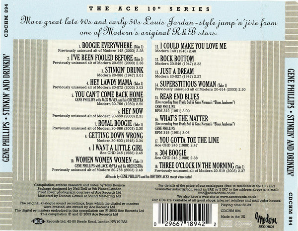 Gene Phillips : Drinkin' And Stinkin' (CD, Album, Comp)