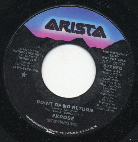 Exposé : Point Of No Return (7", Single, Promo, Styrene)