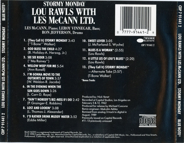 Lou Rawls With Les McCann Ltd. : Stormy Monday (CD, Album)