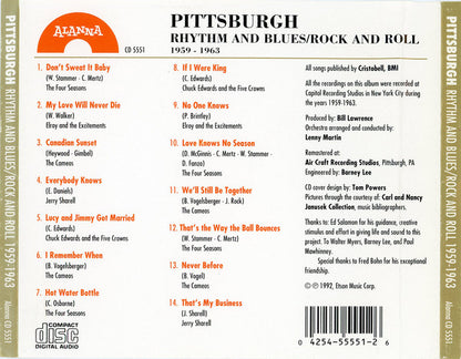 Various : Pittsburgh Rhythm And Blues / Rock And Roll 1959-1963 (CD, Album, Comp)
