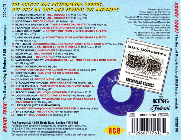 Various : Honky Tonk! The King & Federal R&B Instrumentals (CD, Comp, RM)