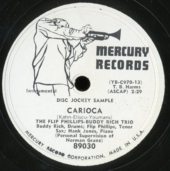 The Flip Phillips-Buddy Rich Trio : Carioca / Three Little Words (10", Promo)