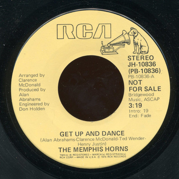 The Memphis Horns : Get Up And Dance (7", Mono, Promo)