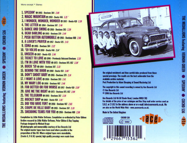 The Medallions Featuring Vernon Green : Speedin' (CD, Comp)