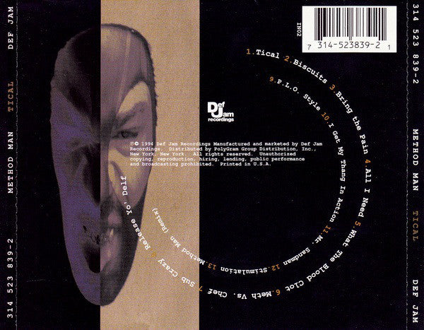 Method Man : Tical (CD, Album, RP, UML)
