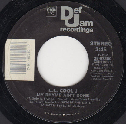 LL Cool J : I Need Love / My Rhyme Ain't Done (7", Single, Styrene, Car)