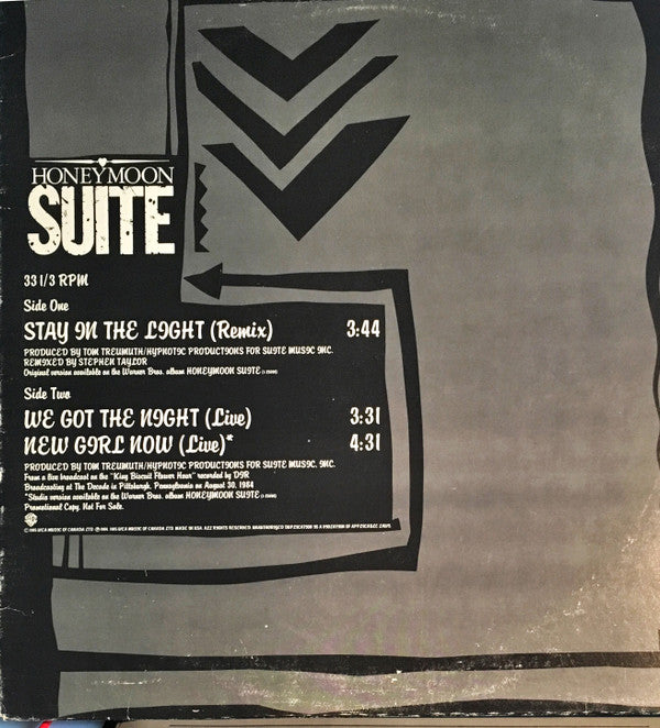 Honeymoon Suite : Stay In The Light / We Got The Night, New Girl Now (12", Promo)