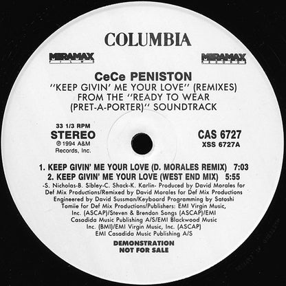 Ce Ce Peniston : Keep Givin' Me Your Love Remixes (12", Promo)