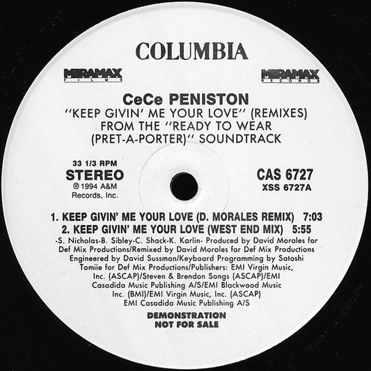 Ce Ce Peniston : Keep Givin' Me Your Love Remixes (12", Promo)