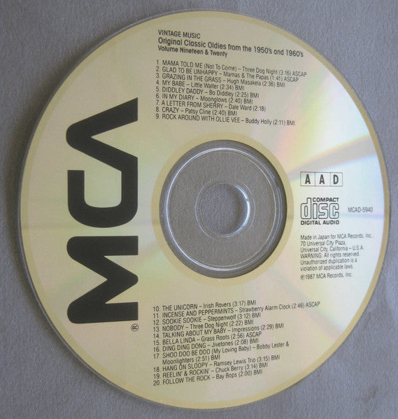 Various : Vintage Music: Volumes 19 & 20 (CD, Album, Comp, Mono)