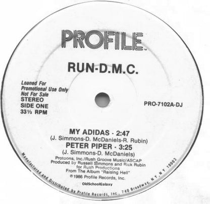 Run-DMC : My Adidas / Peter Piper (12", Promo)
