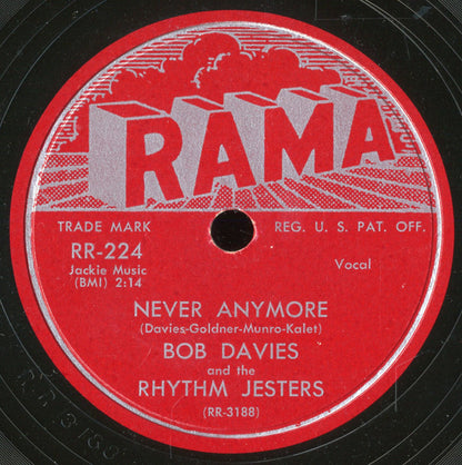 Bob Davies (5) And The Rhythm Jesters : Never Anymore / She'll Never Know (10")