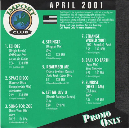 Various : Promo Only Import Club: April 2001 (CD, Comp, Promo)