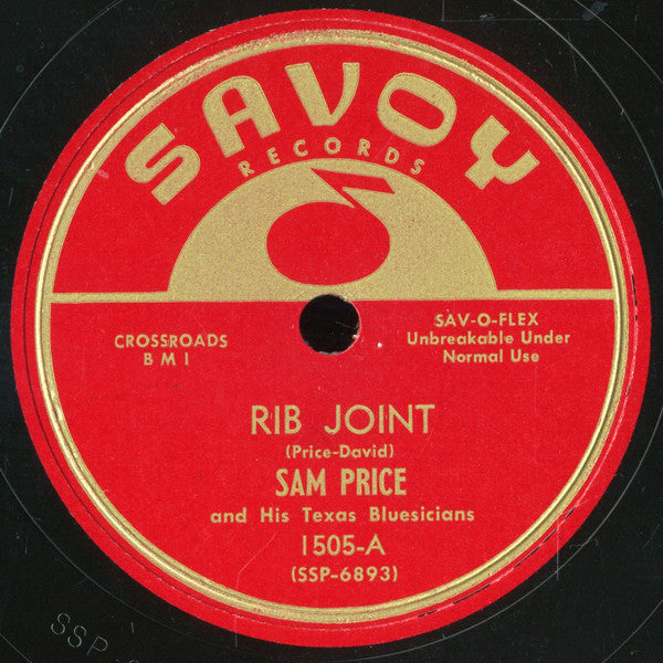 Sam Price And His Texas Blusicians : Rib Joint / Tishomingo (10")