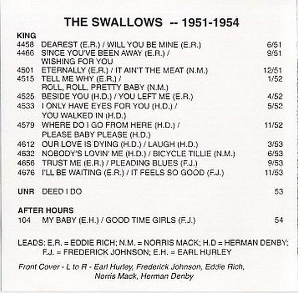 The Swallows : 1951-1954 (CD, Comp)
