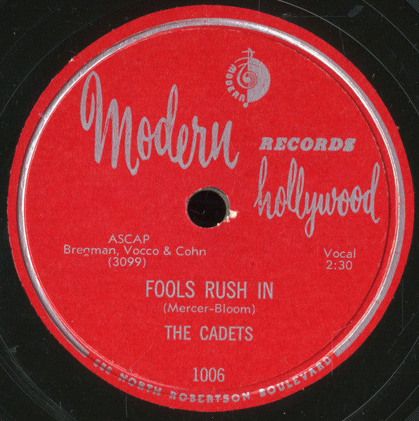 The Cadets : Fools Rush In / I'll Be Spinning (10")