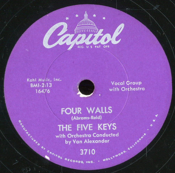 The Five Keys : Four Walls / It's A Groove (10")