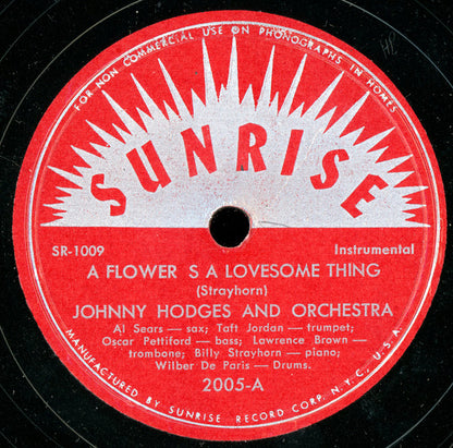 Johnny Hodges And His Orchestra : A Flower Is A Lovesome Thing / Longhorn Blues (Shellac, 10")