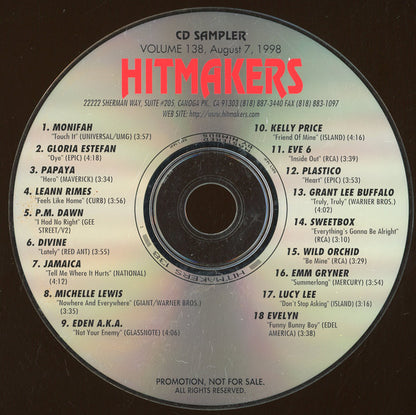 Various : Hitmakers Top 40 CD Sampler Volume 138 August 7, 1998 (CD, Promo, Smplr)