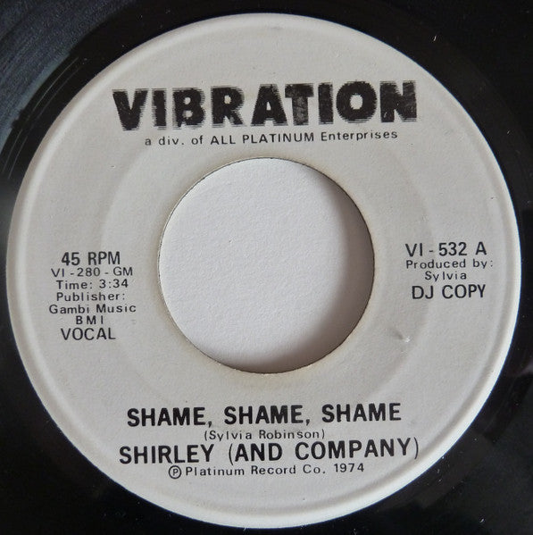 Shirley & Company : Shame, Shame, Shame (7", Single, Promo)