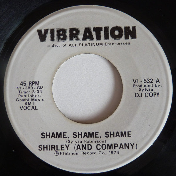 Shirley & Company : Shame, Shame, Shame (7", Single, Promo)