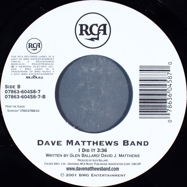 Dave Matthews Band : The Space Between / I Did It (7", Single)