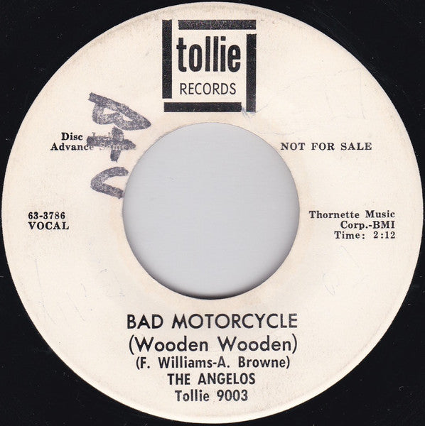 The Angelos : Bad Motorcycle (Wooden Wooden) / Backfield In Motion (7", Promo)