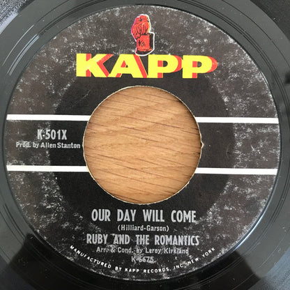 Ruby And The Romantics : Our Day Will Come / Moonlight And Music (7", Single, Styrene, Bri)