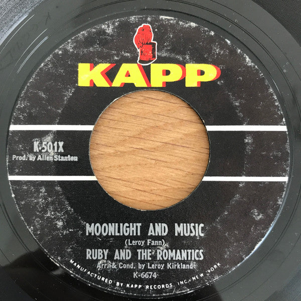 Ruby And The Romantics : Our Day Will Come / Moonlight And Music (7", Single, Styrene, Bri)