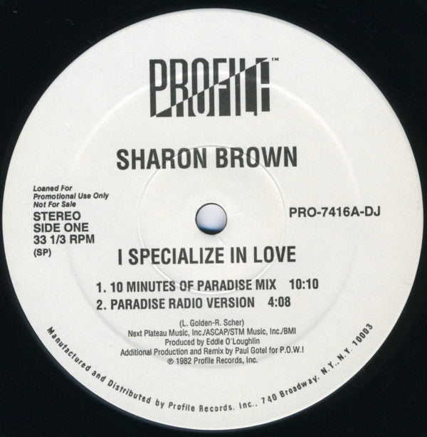 Sharon Brown : I Specialize In Love (12", Promo)