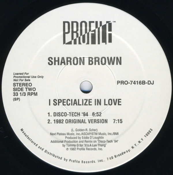Sharon Brown : I Specialize In Love (12", Promo)