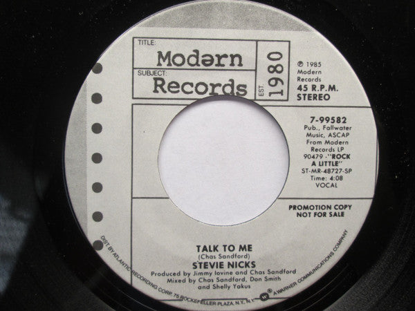 Stevie Nicks : Talk To Me (7", Promo, Spe)